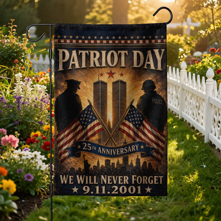 Patriot Day 25th Anniversary Crossed Flags Police Honor Guard Memorial Flag