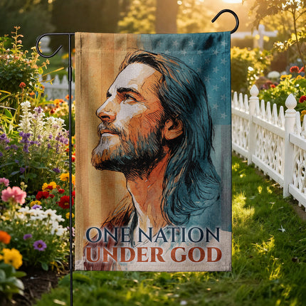 SP-01 Christian Art Flag One Nation Under God Prayer and Devotion