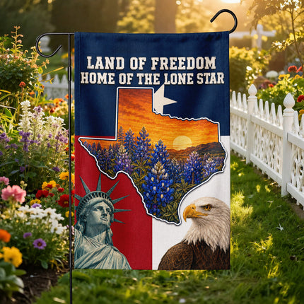 Texas Flag Land of Freedom Bluebonnet Eagle Liberty Flag