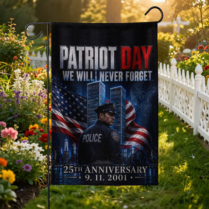 25th Anniversary Patriot Day Night Watch Police Twin Towers Memorial Flag