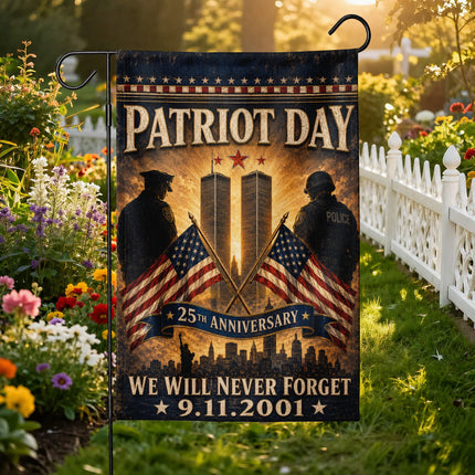 Patriot Day 25th Anniversary Crossed Flags Police Honor Guard Memorial Flag