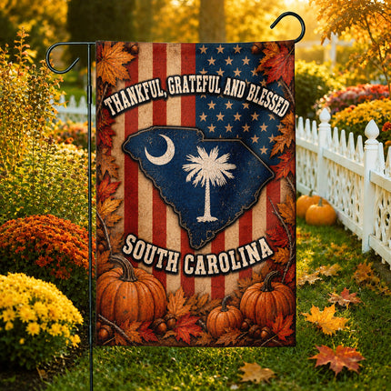 South Carolina Thankful Grateful Blessed Autumn Harvest Flag
