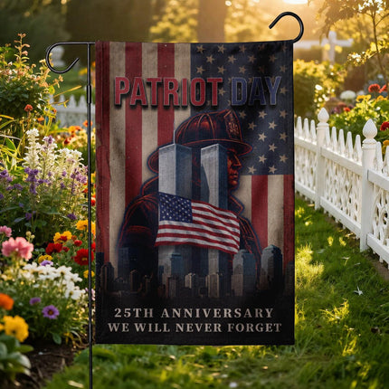 Patriot Day 25th Anniversary Firefighter Twin Towers Tribute Flag