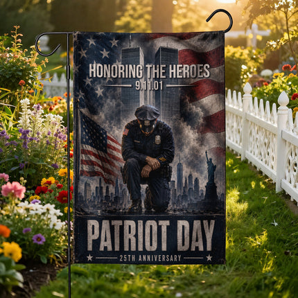 Patriot Day 25th Anniversary Kneeling Police Ground Zero Tribute Flag