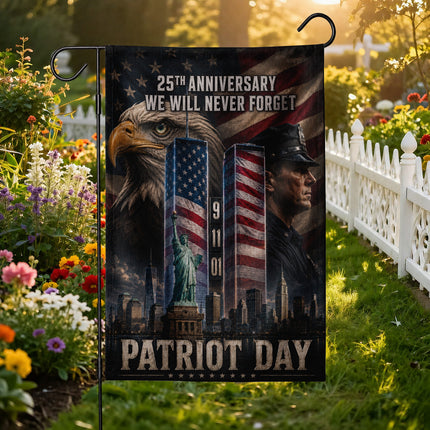 25th Anniversary Patriot Day Liberty Police Eagle Twin Towers Tribute Flag