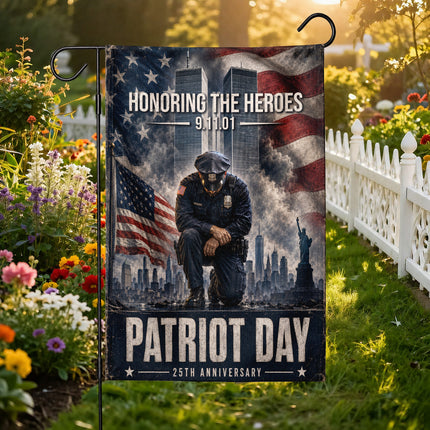 Patriot Day 25th Anniversary Kneeling Police Ground Zero Tribute Flag