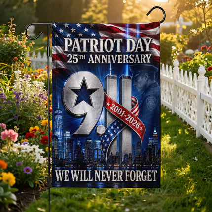 Patriot Day 25th Anniversary 2001 2026 Police Star Twin Towers Flag