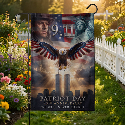 Patriot Day 25th Anniversary Liberty Eagle Firefighter 9 11 Memorial Flag