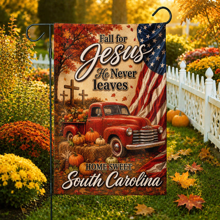 South Carolina Fall for Jesus Vintage Truck Autumn Flag