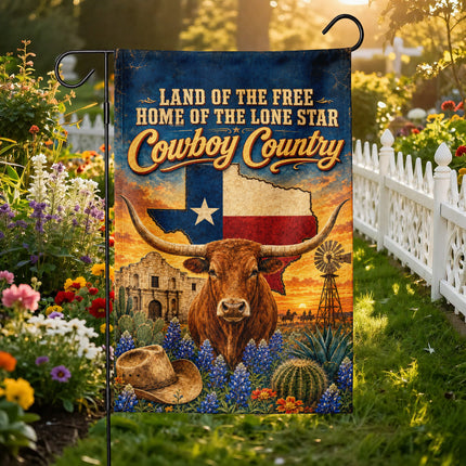 Texas Flag Cowboy Country Longhorn Lone Star Western Flag