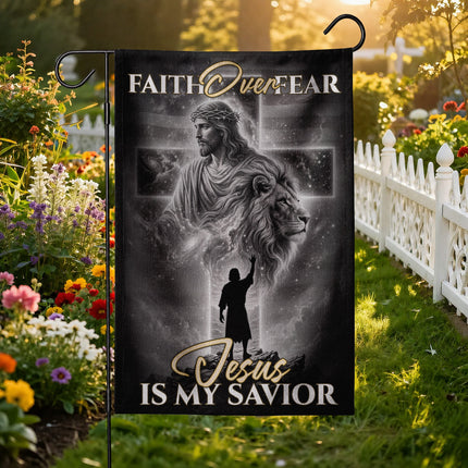 SP-01 Religious Yard Decor Flag Faith Over Fear Jesus Is My Savior Memorial Day