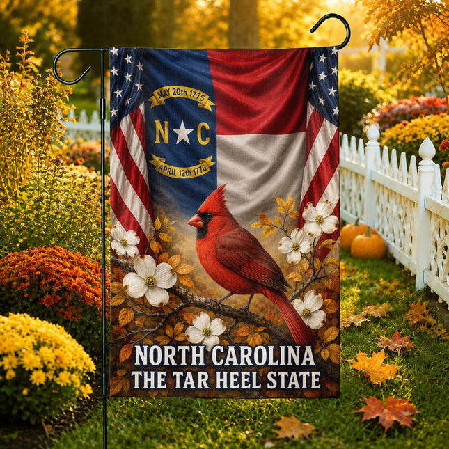 North Carolina Fall Cardinal Dogwood Tar Heel State Flag