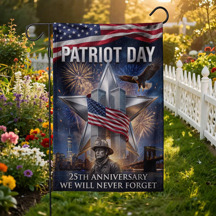 Firefighter Star Twin Towers Patriot Day 25th Anniversary Flag