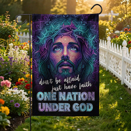 SP-01 God and Country One Nation Under God Jesus Garden Flag Faith-Based Events