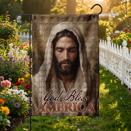 SP-01 Jesus American Flag God Bless America Christian Garden Flag Fourth of July
