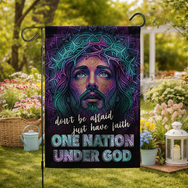 SP-01 God and Country One Nation Under God Jesus Garden Flag Faith-Based Events