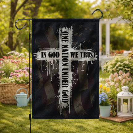 SP-01 In God We Trust One Nation Under God Christian Cross Garden Flag Memorial Day