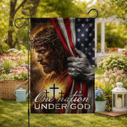 One Nation Under God Jesus American Flag Cross Flag