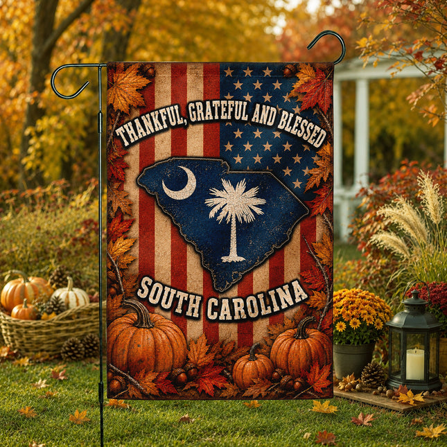 South Carolina Thankful Grateful Blessed Autumn Harvest Flag