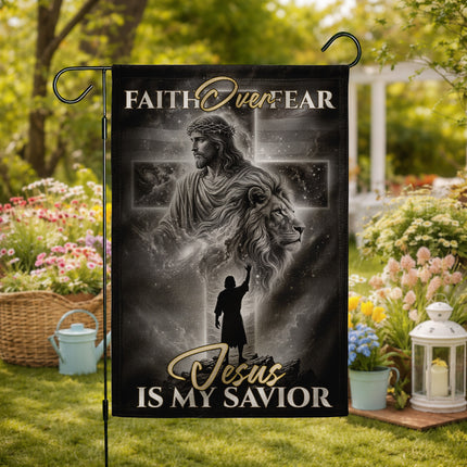 SP-01 Religious Yard Decor Flag Faith Over Fear Jesus Is My Savior Memorial Day