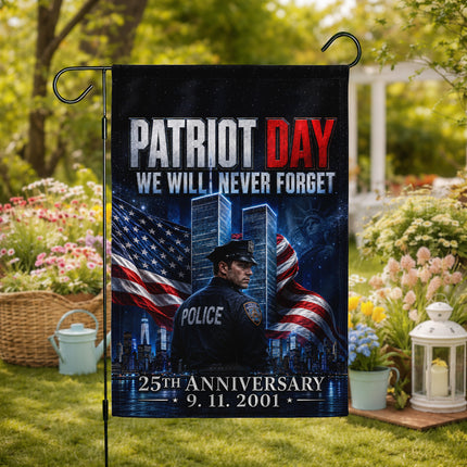 25th Anniversary Patriot Day Night Watch Police Twin Towers Memorial Flag