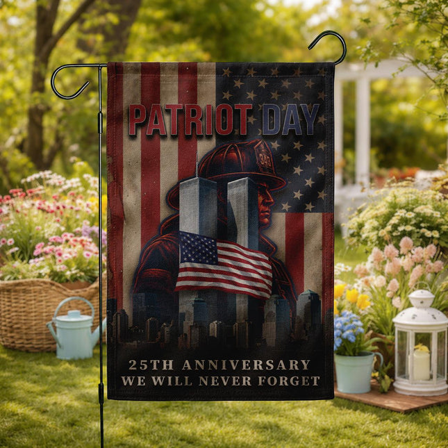 Patriot Day 25th Anniversary Firefighter Twin Towers Tribute Flag