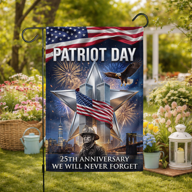 Firefighter Star Twin Towers Patriot Day 25th Anniversary Flag