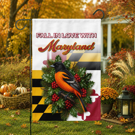Maryland Fall Flag Fall in Love Oriole State Garden Decor