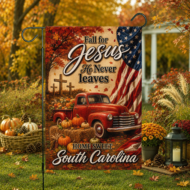South Carolina Fall for Jesus Vintage Truck Autumn Flag