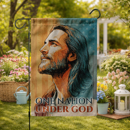 SP-01 Christian Art Flag One Nation Under God Prayer and Devotion