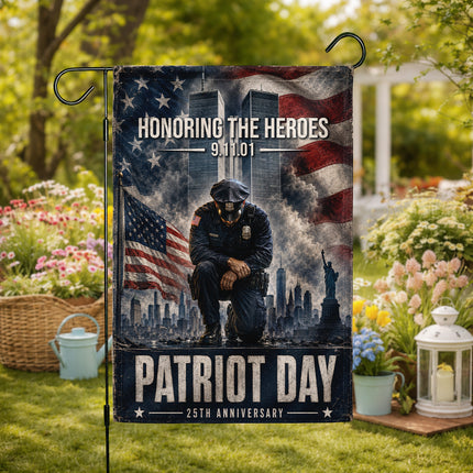 Patriot Day 25th Anniversary Kneeling Police Ground Zero Tribute Flag