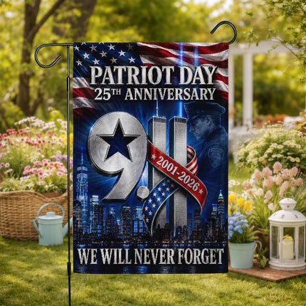 Patriot Day 25th Anniversary 2001 2026 Police Star Twin Towers Flag