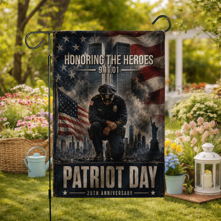 Patriot Day 25th Anniversary Kneeling Police Ground Zero Tribute Flag