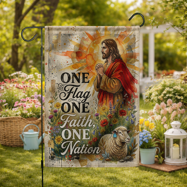 SP-01 Christian Patriotism One Flag One Faith One Nation Garden Flag Patriotic Celebrations