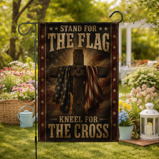 SP-01 Stand For The Flag Kneel For The Cross Christian Garden Flag Patriotic Celebrations