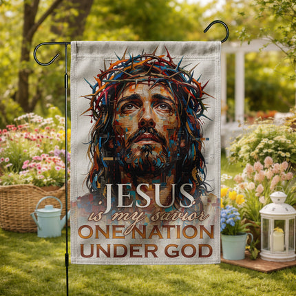 SP-01 One Nation Under God Jesus Is My Savior Christian Garden Flag Family Gatherings