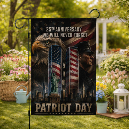 25th Anniversary Patriot Day Liberty Police Eagle Twin Towers Tribute Flag