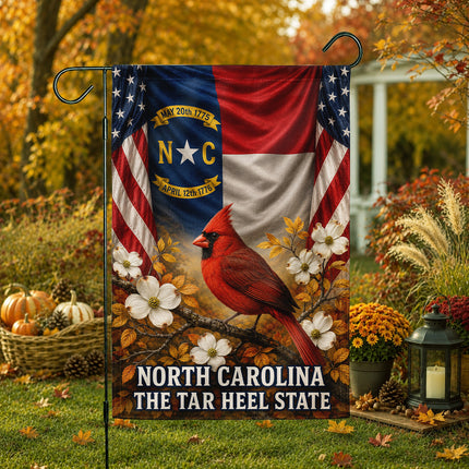 North Carolina Fall Cardinal Dogwood Tar Heel State Flag