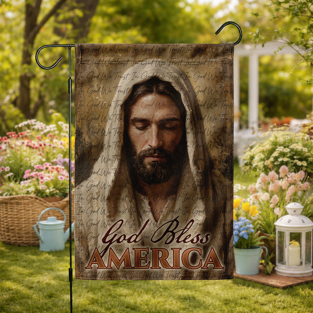 SP-01 Jesus American Flag God Bless America Christian Garden Flag Fourth of July