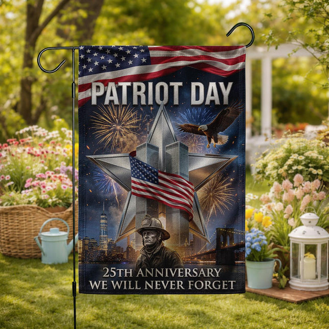 Firefighter Star Twin Towers Patriot Day 25th Anniversary Flag