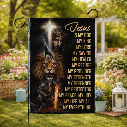 SP-01 Christian Warrior Flag Jesus Is My God Prayer & Spiritual Warfare Garden Flag