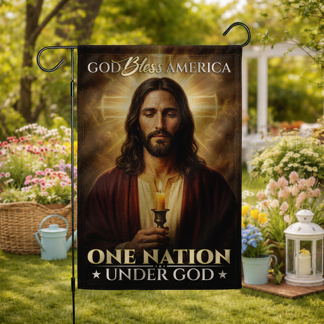 SP-01 Christian Patriotic Flag God Bless America One Nation Under God Memorial Day