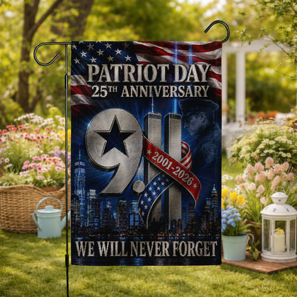 Patriot Day 25th Anniversary 2001 2026 Police Star Twin Towers Flag