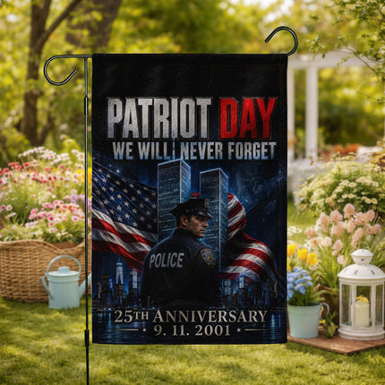 25th Anniversary Patriot Day Night Watch Police Twin Towers Memorial Flag