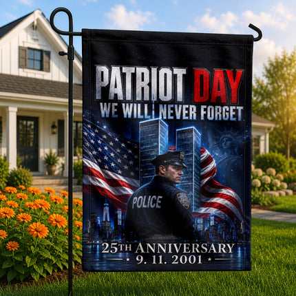 25th Anniversary Patriot Day Night Watch Police Twin Towers Memorial Flag