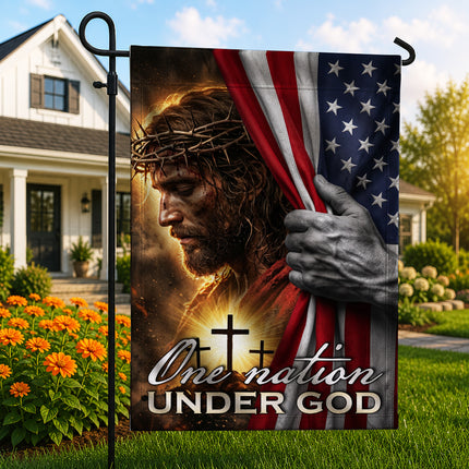 One Nation Under God Jesus American Flag Cross Flag