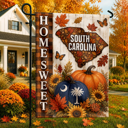 South Carolina Home Sweet Autumn Pumpkin Harvest Flag