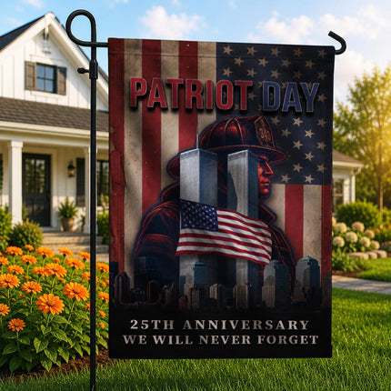 Patriot Day 25th Anniversary Firefighter Twin Towers Tribute Flag