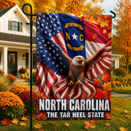 North Carolina Fall Patriotic Eagle Tar Heel State Flag