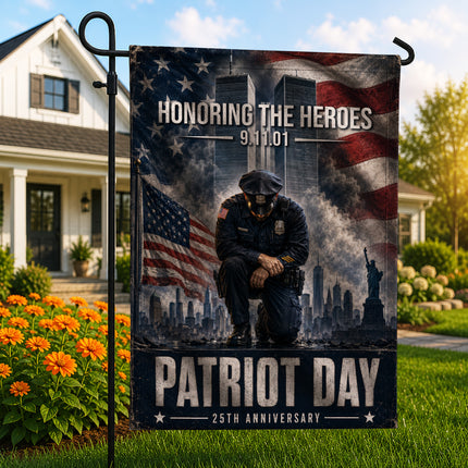 Patriot Day 25th Anniversary Kneeling Police Ground Zero Tribute Flag